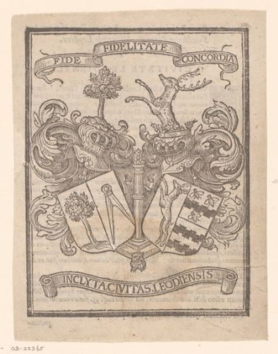 Coats of arms with family crests and city arms of Liège
