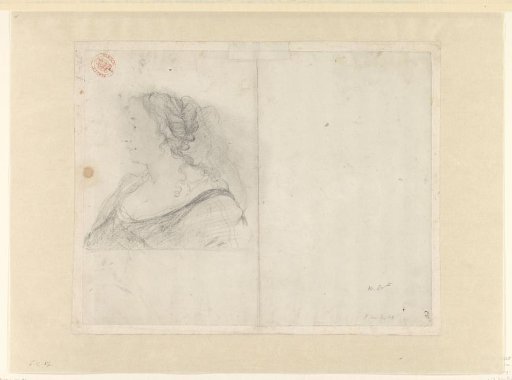 Portrait of a woman, in profile to the left