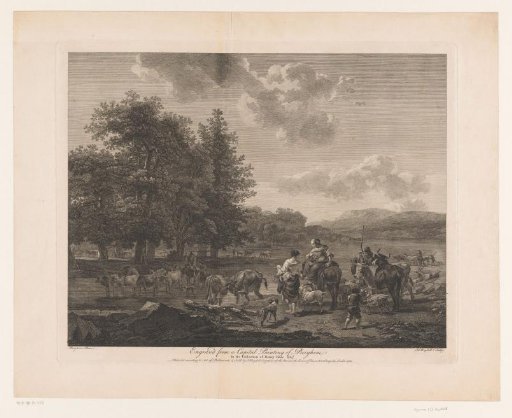 Landscape with shepherds and cattle by a river