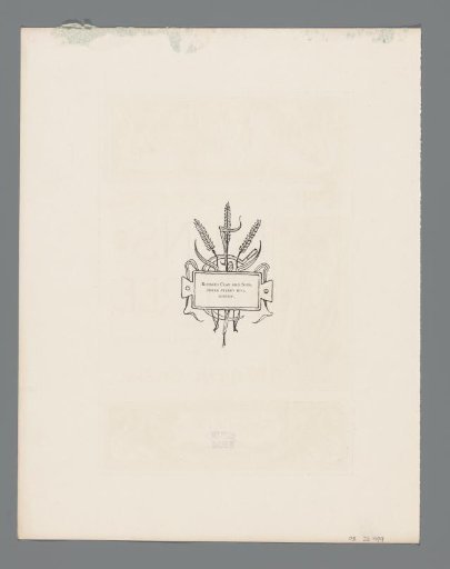 Cartouche with grain and a sickle