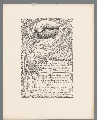Cartouche with three figures and a rowing boat