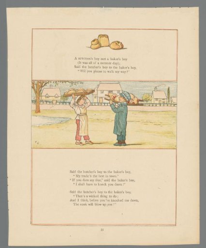 Two boys carrying a plank with food