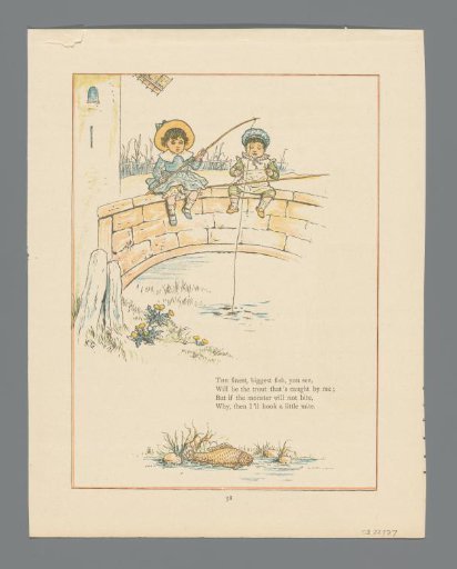 Two Children Fishing from a Bridge