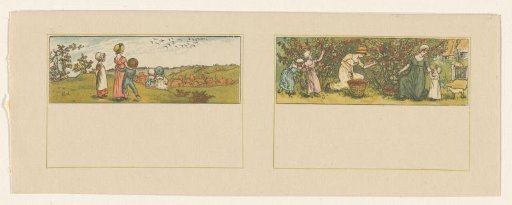 Children in a Landscape and a Family Picking Berries
