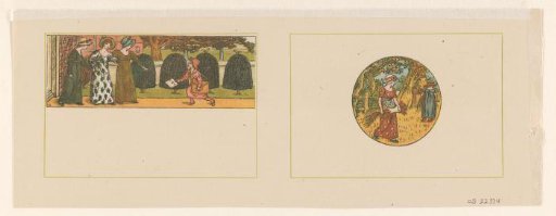 Delivery of a letter and two women with grain