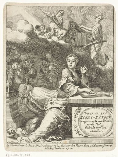 Title page for Hendrik van Halmael, Cheerful Moral Songs, some enriched with two violins, Amsterdam, 1712