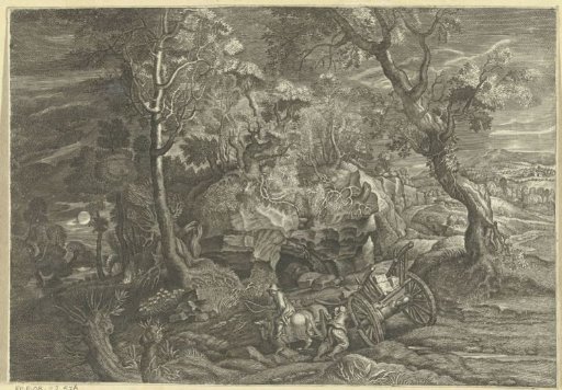 Landscape with a stuck cart
