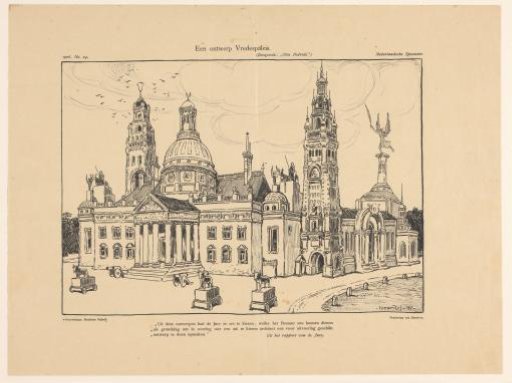 Caricature on a design for the Peace Palace
