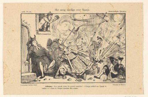 Caricature on King Alfonso XIII of Spain and the Catholic clergy