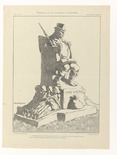 Satirical print with a design for a monument to victims of concentration camps in South Africa