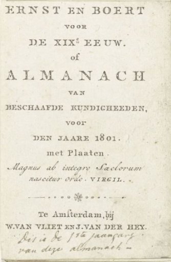 Title page for: Seriousness and Jest for the 19th Century, or Almanac of Civilized Knowledge, for the year 1801