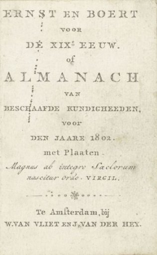 Title page for: Seriousness and Jest for the 19th Century, or Almanac of Civilized Knowledge, for the year 1802