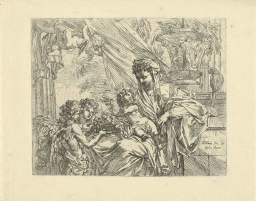 Mary with Child adored by angels