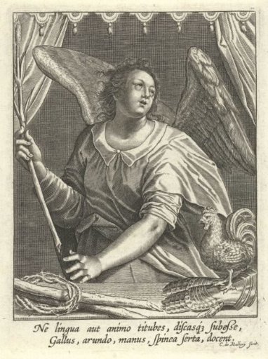 Angel with Rooster, Crown of Thorns and Reed