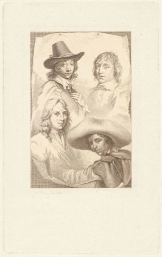 Portraits of Cornelis Visscher, Jan de Visscher, Richard Brakenburg and Quiringh Gerritsz. van Brekelenkam