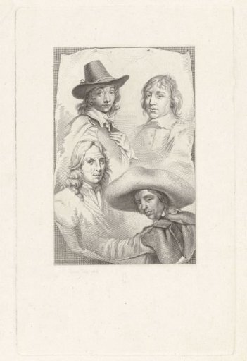 Portraits of Cornelis Visscher, Jan de Visscher, Richard Brakenburg and Quiringh Gerritsz. van Brekelenkam