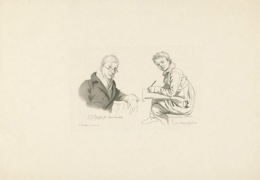 Boy drawing and the portrait of François Joseph Pfeiffer
