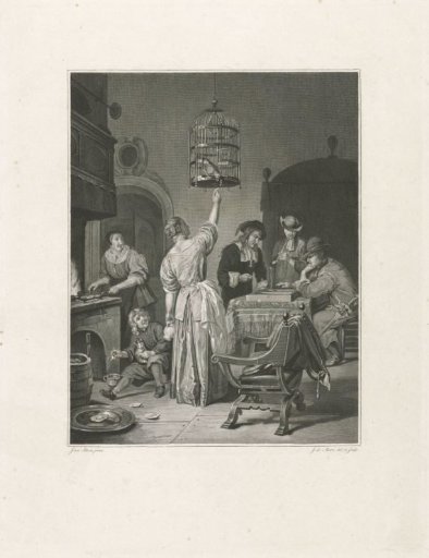 Interior with a Woman Feeding a Parrot