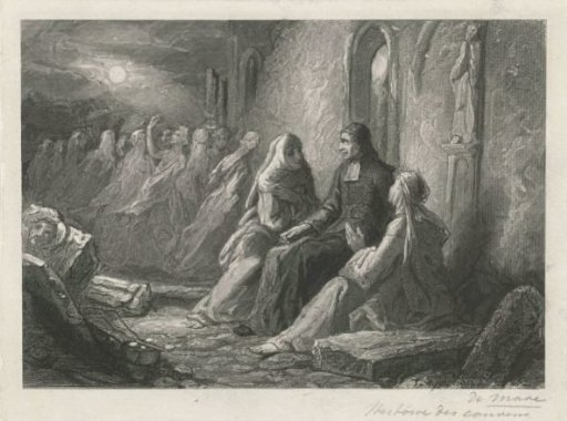 Priest among veiled women