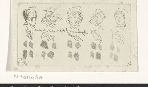 Study sheet with heads and hatching