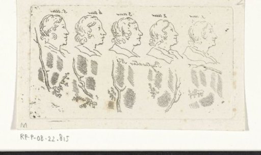 Study sheet with heads, branches and hatching