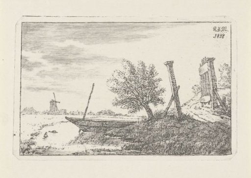 Landscape with boat and open gate