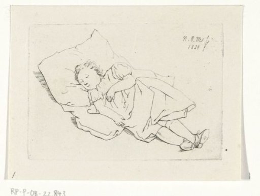 Sleeping child on a cushion