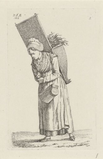 Woman from Luxembourg with a basket on her back
