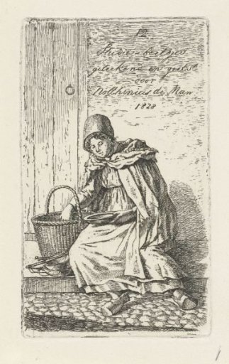 Seated woman with basket and plate