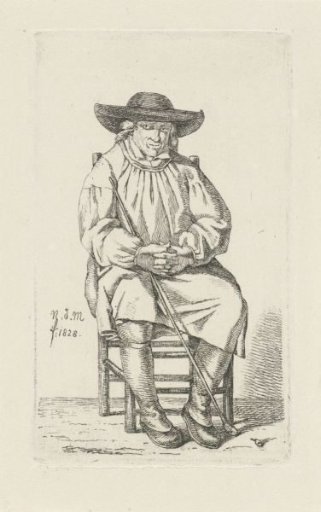Seated man with a staff