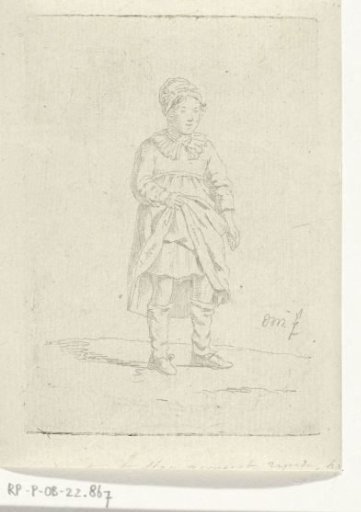 Standing girl lifting her skirt