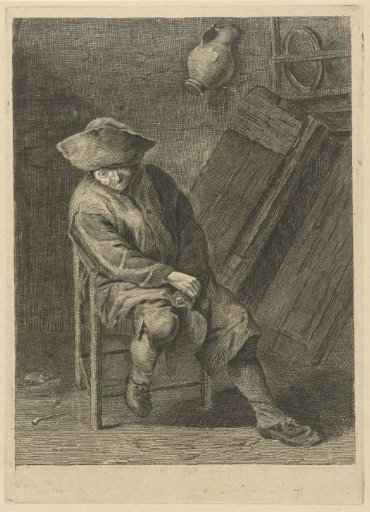 Seated peasant with jug