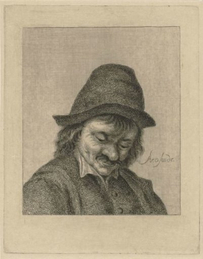Man Looking Down with Hat