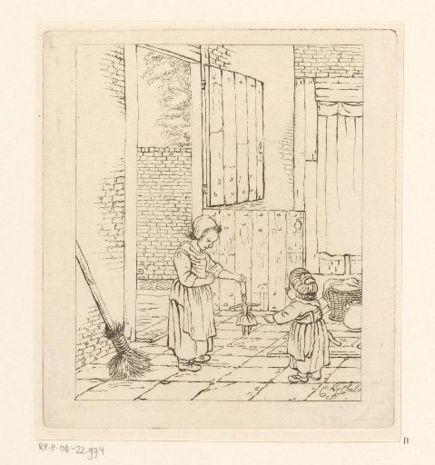 Two Girls Playing with a Doll