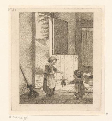 Two Girls Playing with a Doll