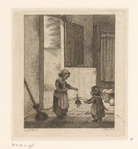 Two Girls Playing with a Doll