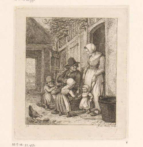 Family in front of a house