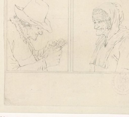 Reading man and old woman