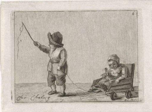 Children playing with a pushcart