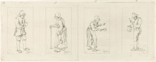 Four representations of a standing figure
