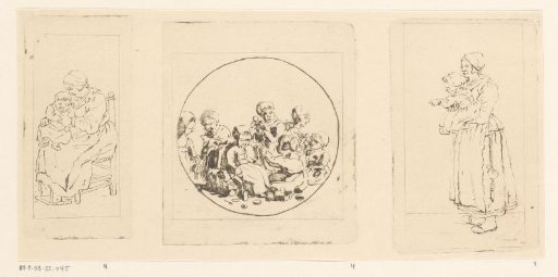 Seated mother with child / playing children / standing mother with child
