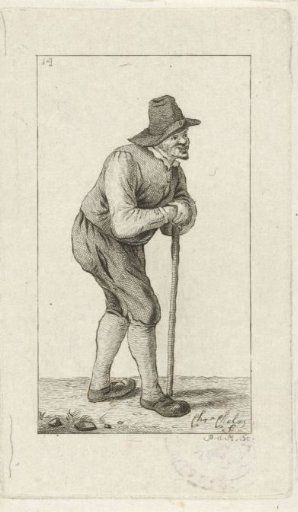 Man leaning on staff