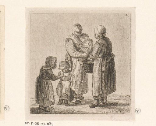 Two mothers with children