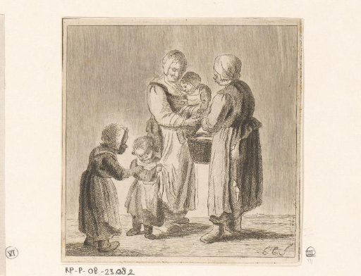 Two mothers with children