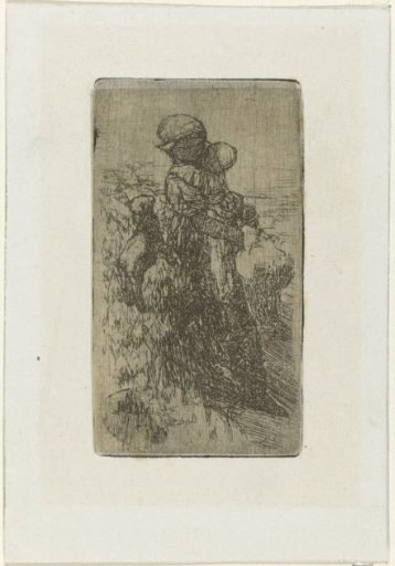 Girl Holding a Child with a Lamb