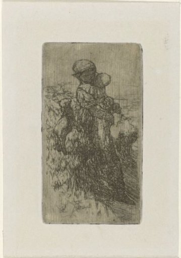 Girl with a Child in Her Arms Beside a Lamb