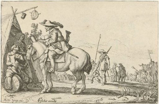 Rider at a tent in a camp