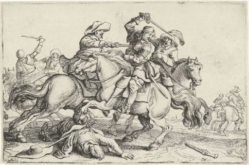 Three riders in combat