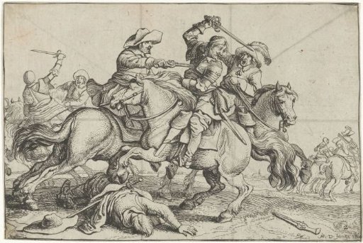 Three riders in combat