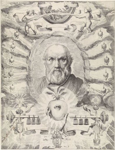 Portrait of Dirck Volckertsz. Coornhert in an allegorical frame